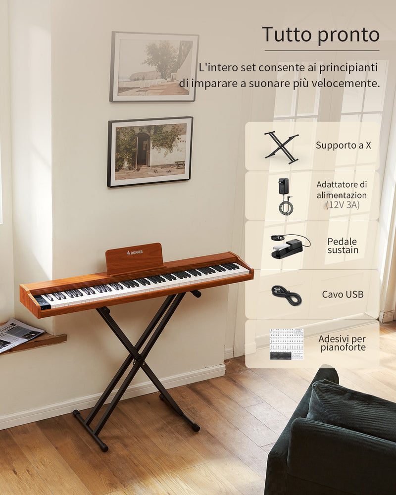 Donner DEP-1S pianoforte digitale con tastiera semi-pesata in stile legno