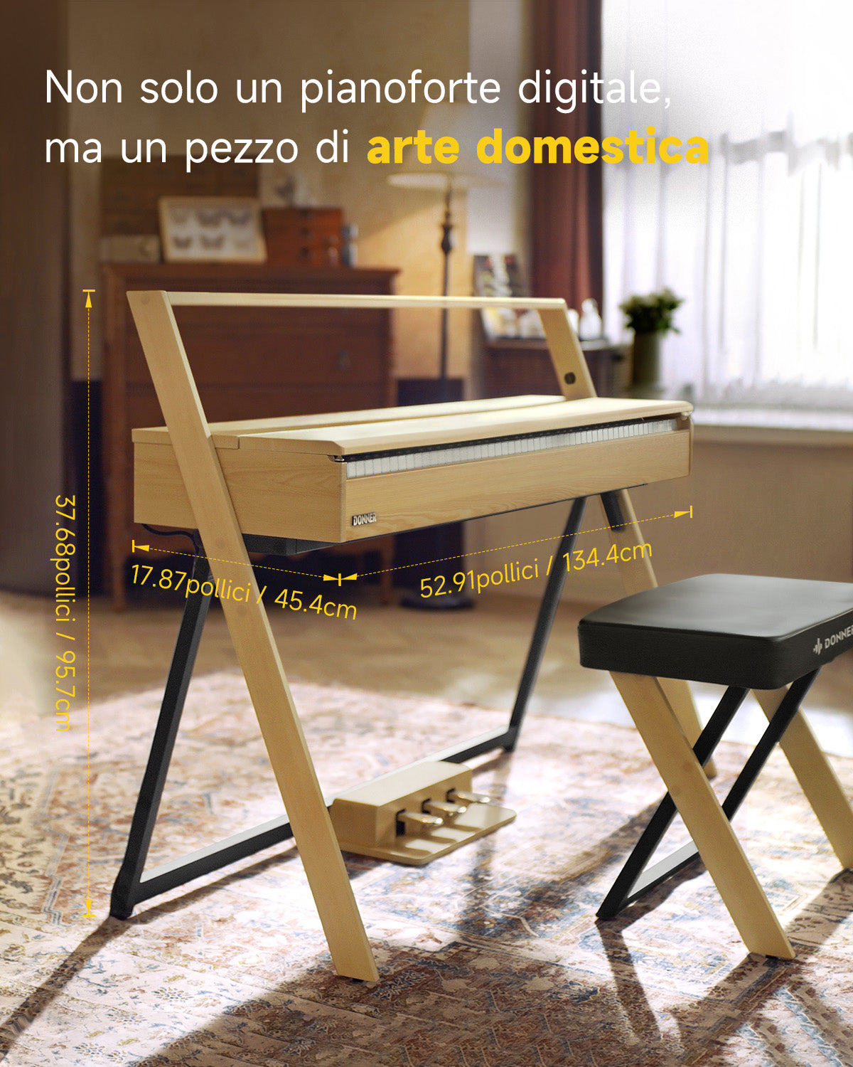 Donner OURA™ R300 Pianoforte digitalein stile casalingo-Beige##
