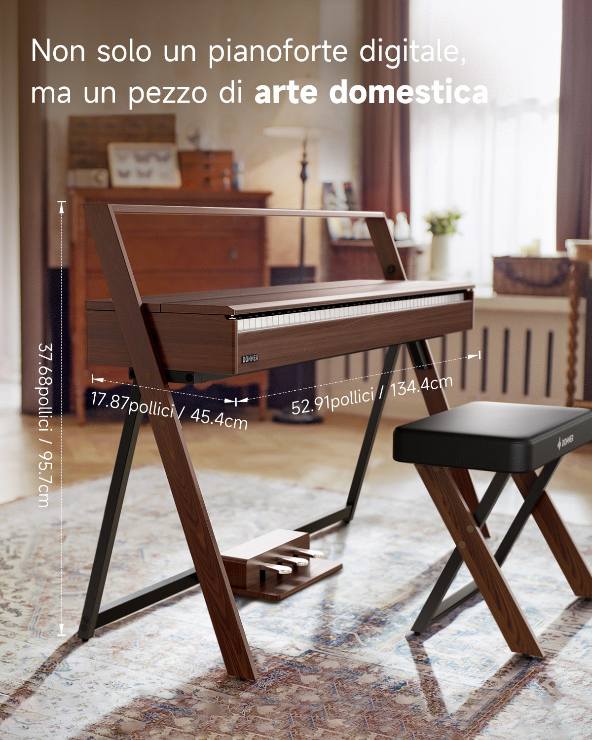 Donner OURA™ R300 Pianoforte digitalein stile casalingo-Brown##