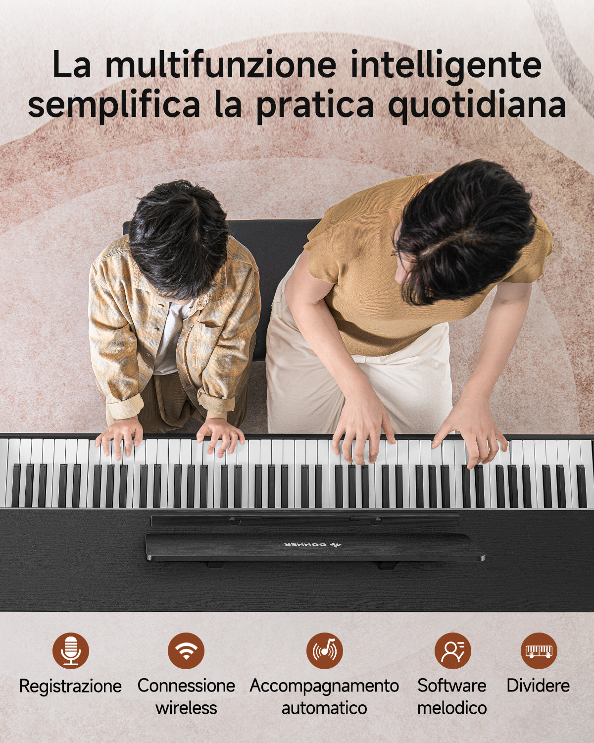 Donner DDP-200 PRO Pianoforte digitale verticale progressivo a 88 tasti con pesatura a martello-Nero##