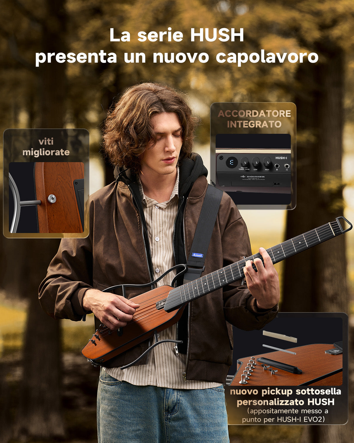Donner HUSH I Evo2 Chitarra-Naturale##