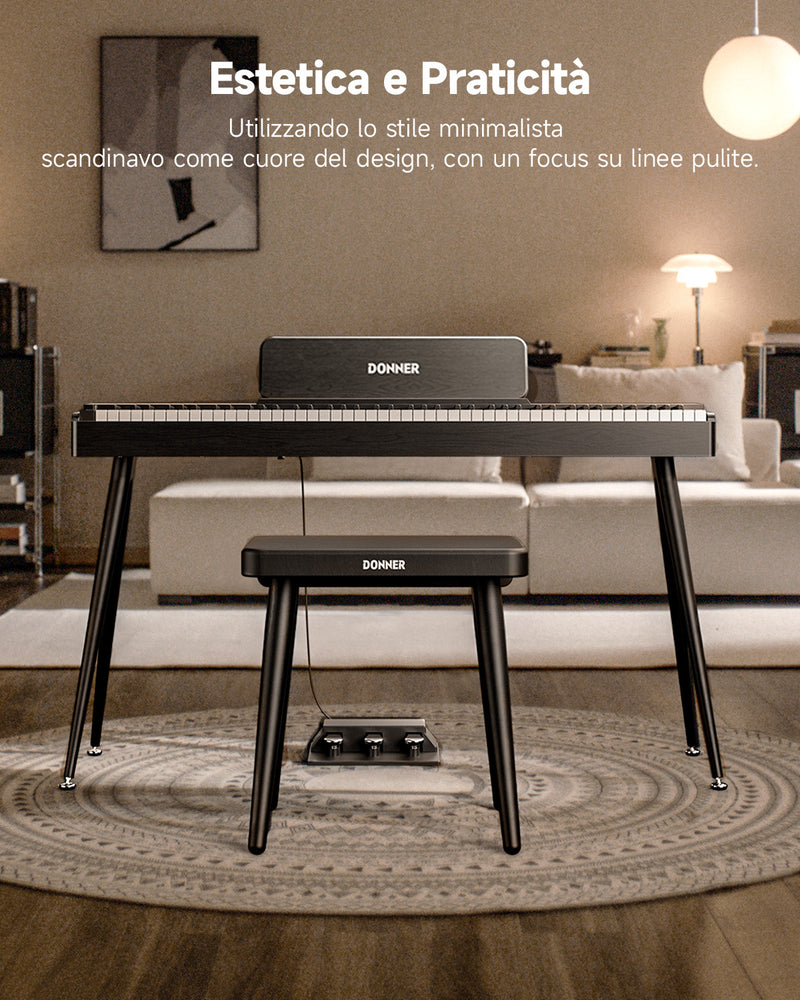 Donner DKB-100 Panca per pianoforte in legno massello Home Style