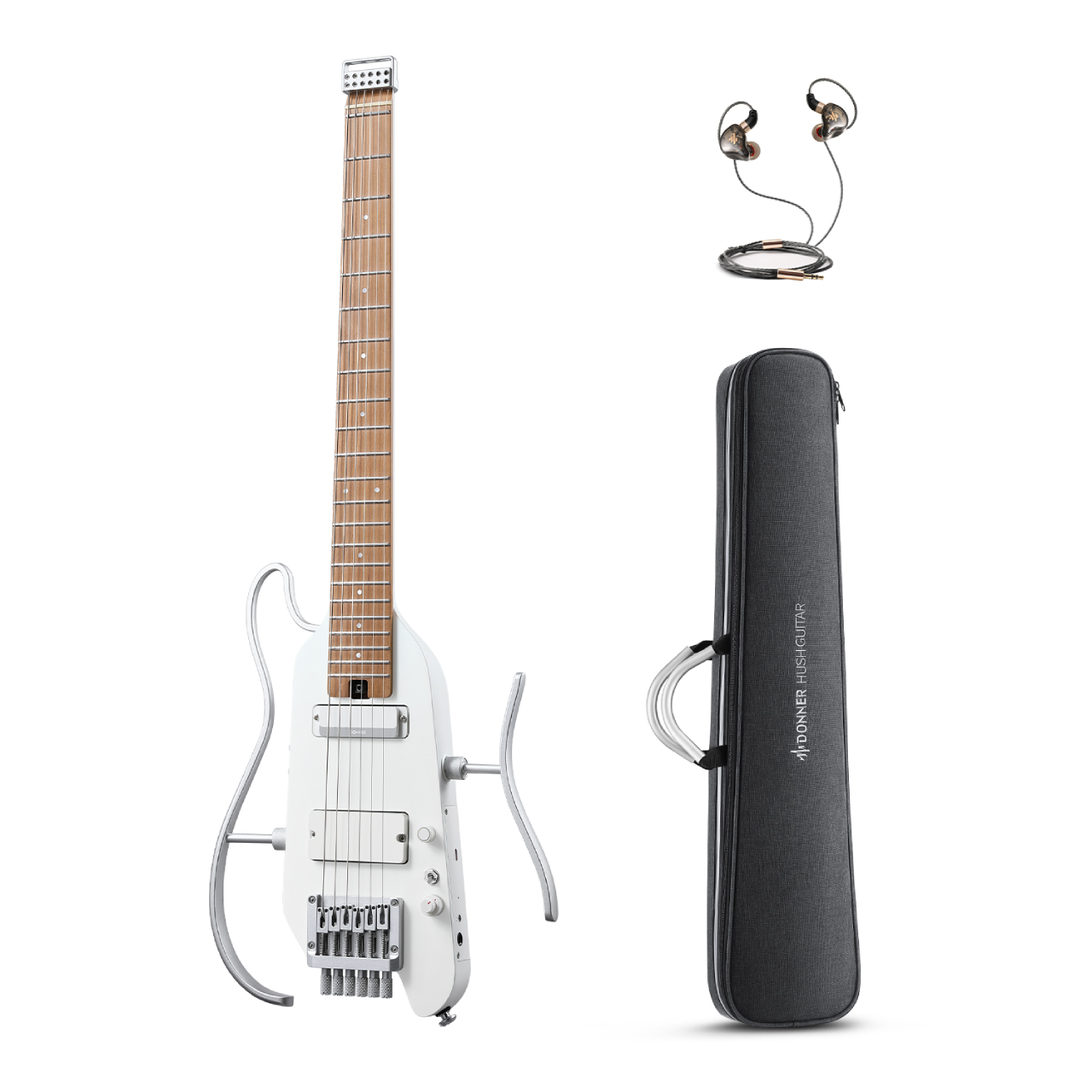 Donner HUSH™ X PRO Chitarra da viaggio versatile-Bianco##