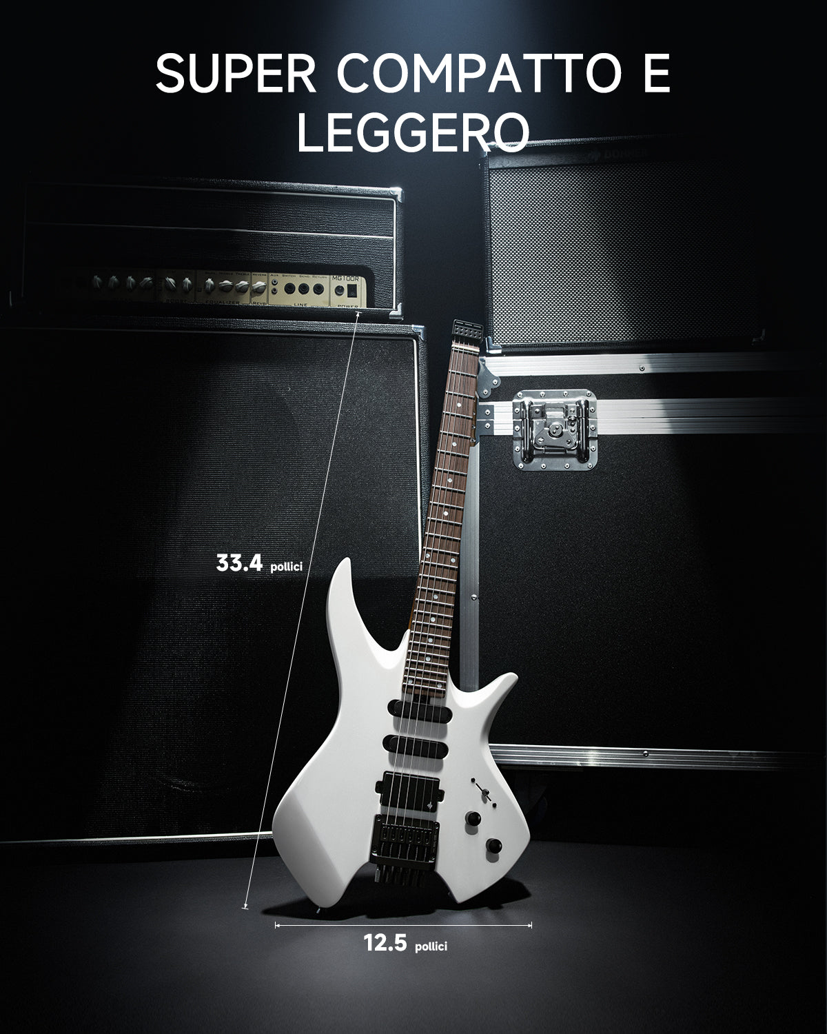 Donner NHL-500 Chitarra elettrica senza paletta-Bianco##