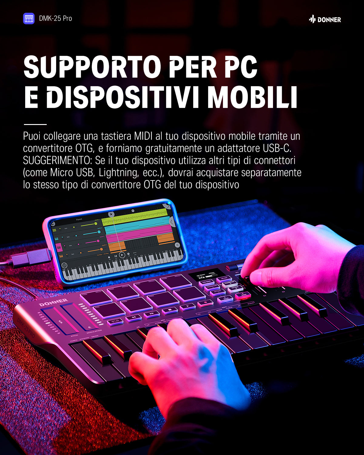 Donner DMK-25 Pro controller per tastiera MIDI