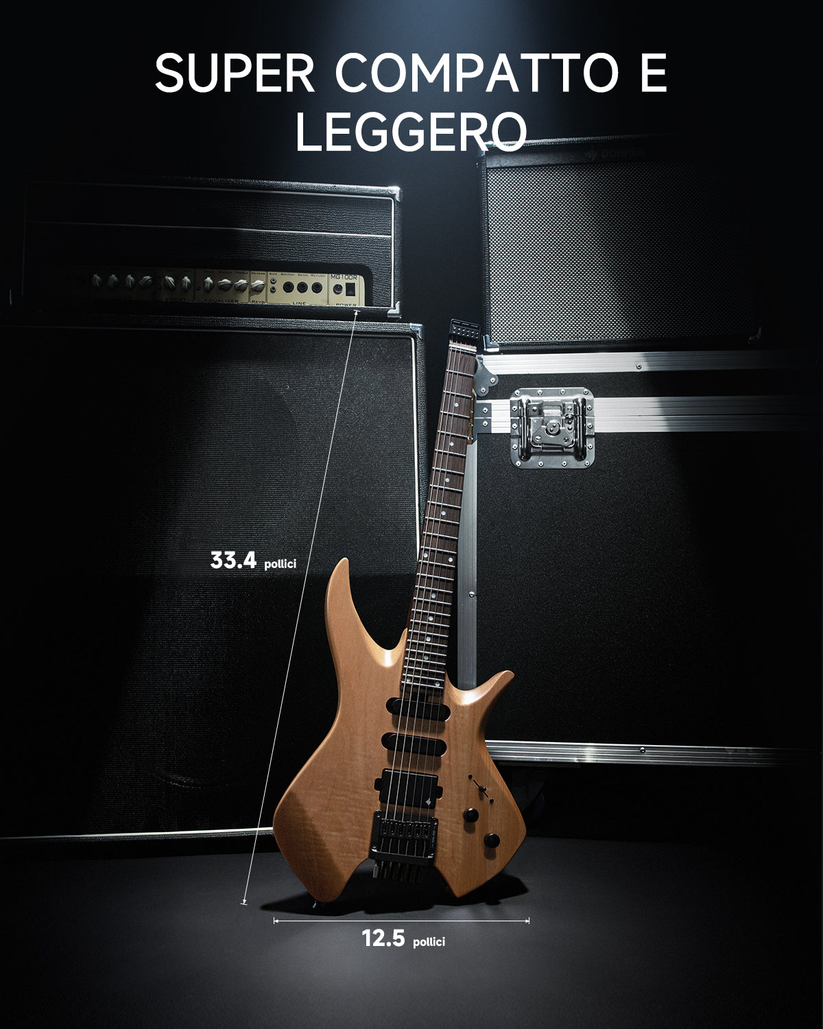 Donner NHL-500 Chitarra elettrica senza paletta-Legno naturale##