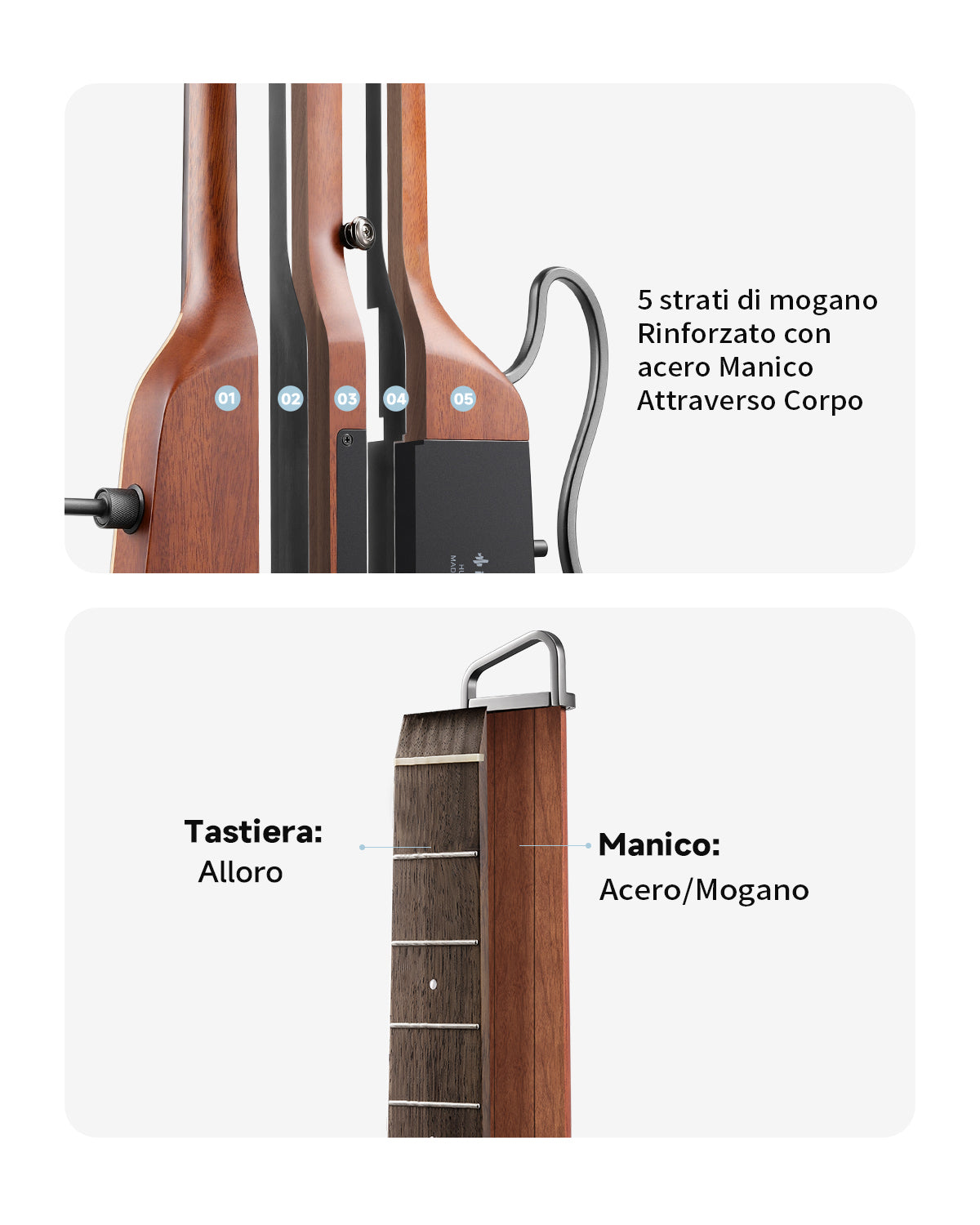 Donner HUSH-I Pro Chitarra Modalità di suono multiple Chitarra da viaggio-Naturale##