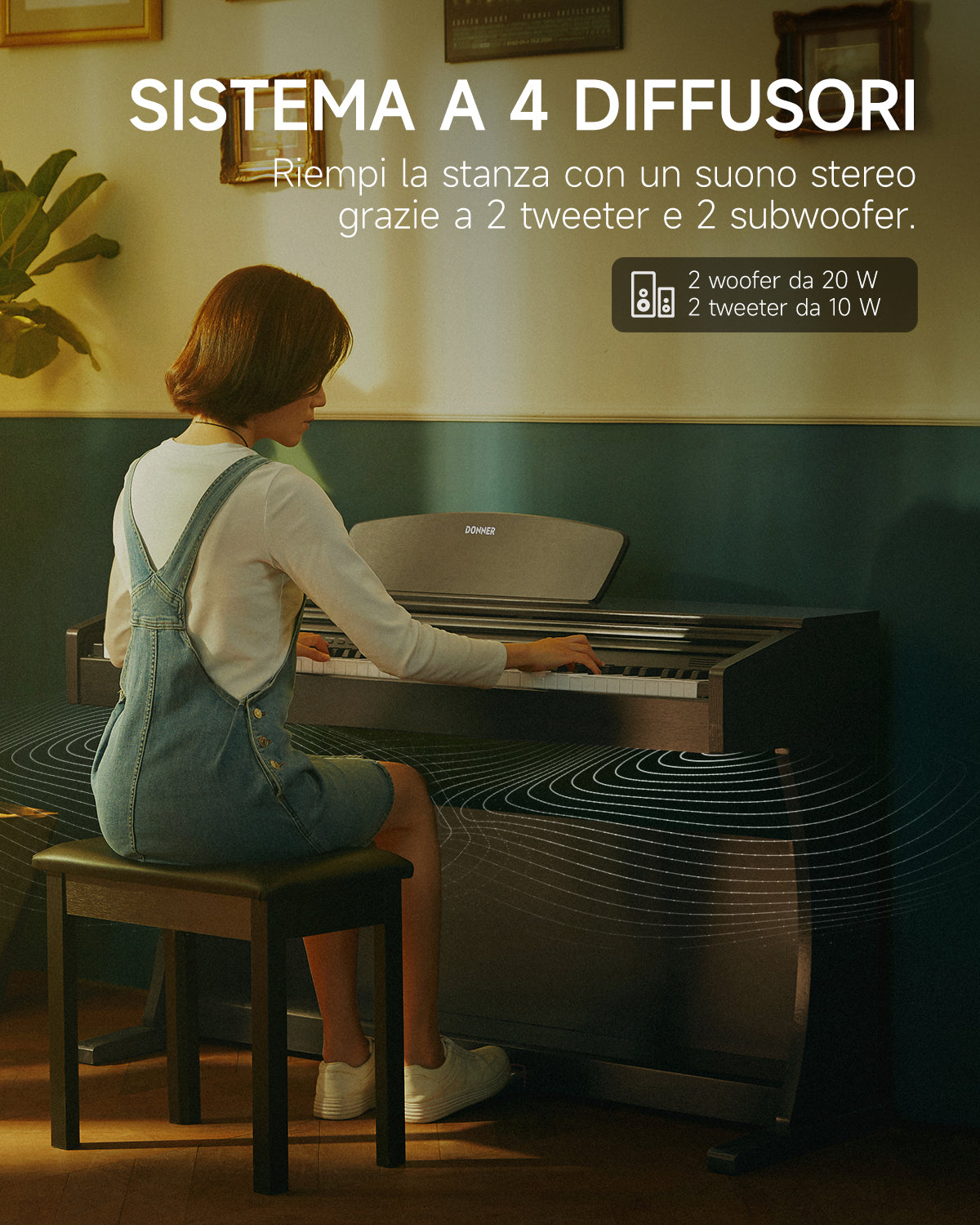 Donner DDP-300 Pianoforte Digitale per Casa con Tasti Semi-pesati (Versione Aggiornata)