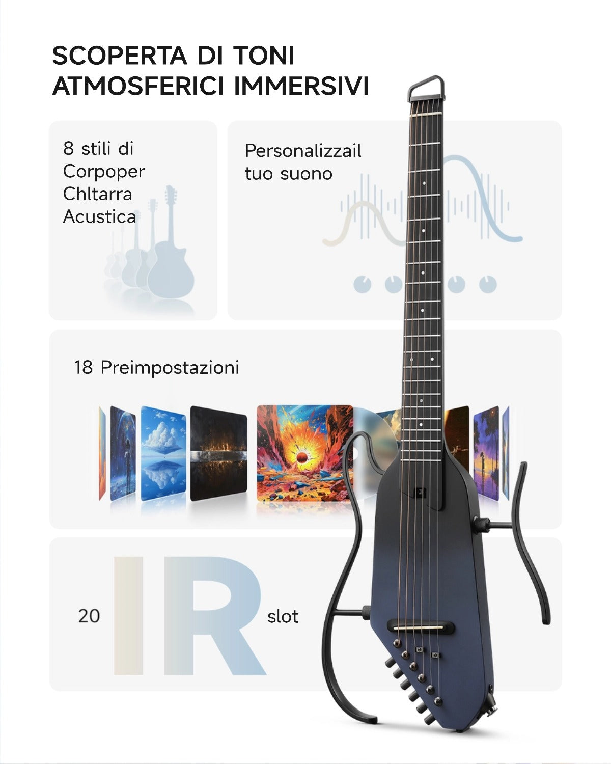 Donner HUSH-I Pro Chitarra Modalità di suono multiple Chitarra da viaggio-Volo nello Spazio Profondo##
