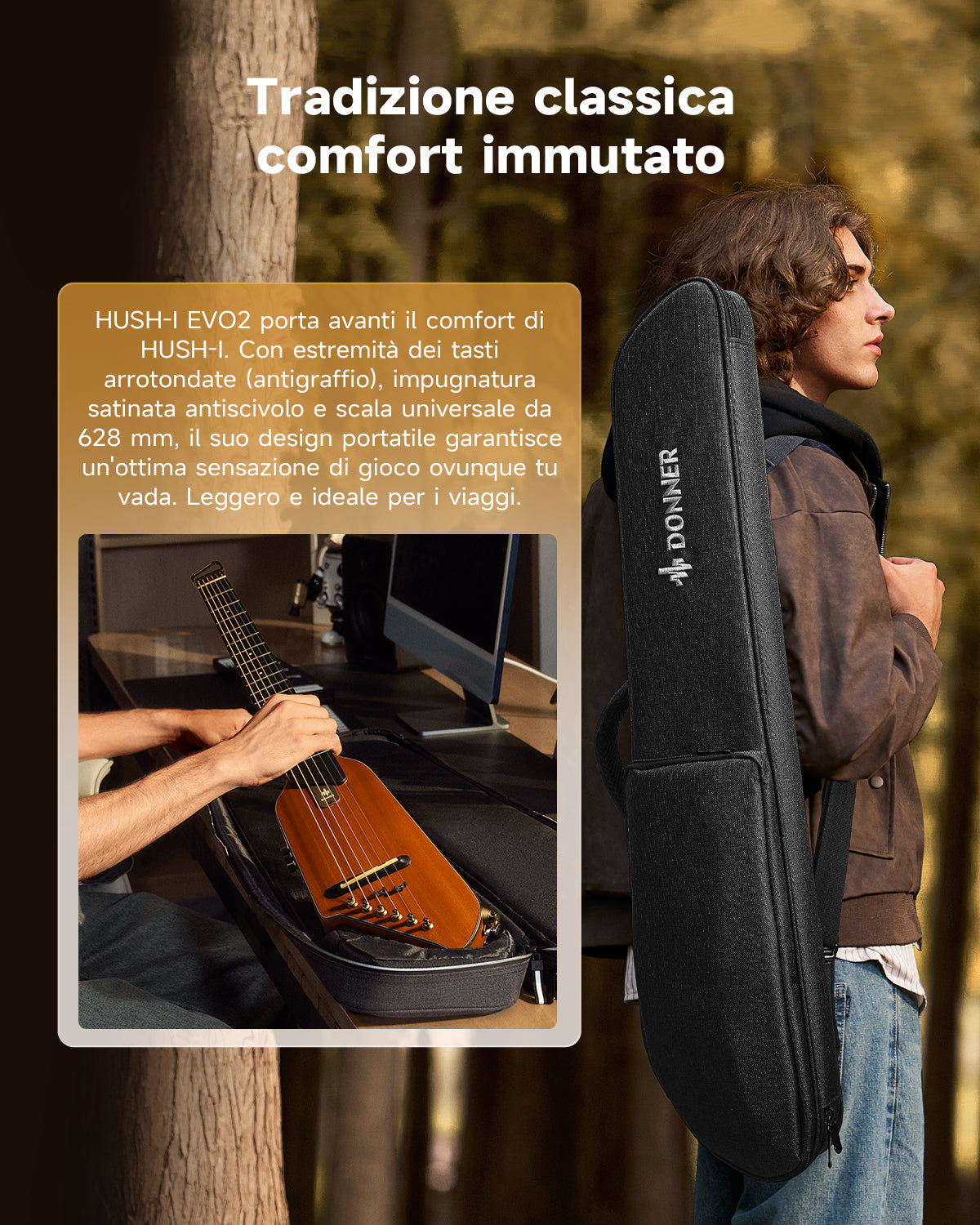 Donner HUSH I Evo2 Chitarra-Naturale##