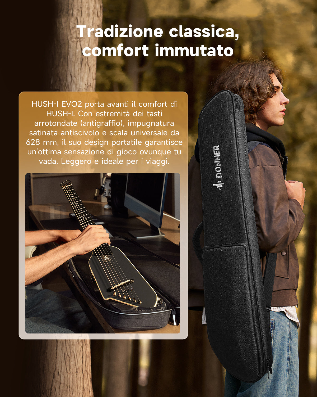 Donner HUSH I Evo2 Chitarra-Nero##