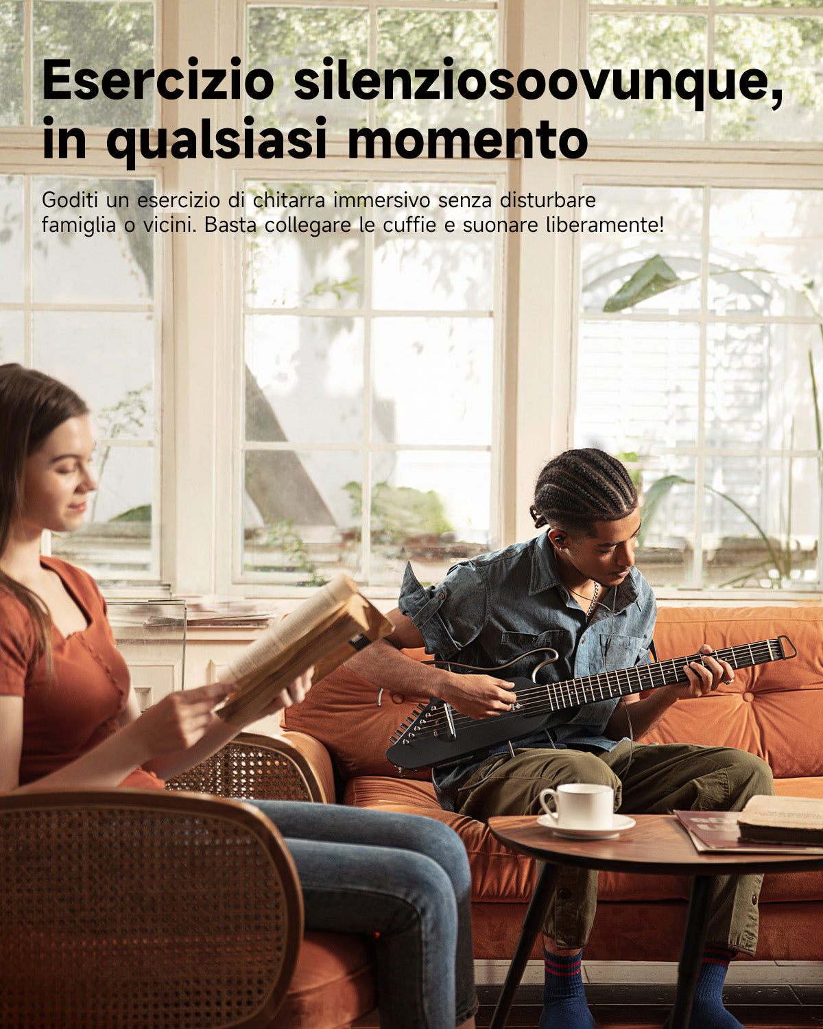 Donner HUSH™ I Chitarra da viaggio ultraleggera e portatile-Nero##