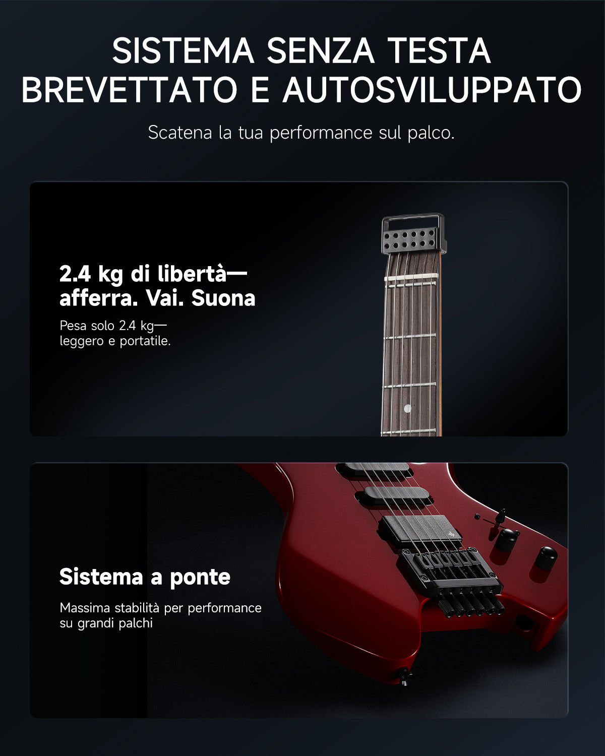 Donner HLX-500 Chitarra elettrica senza paletta【Modello originale NHL-500】