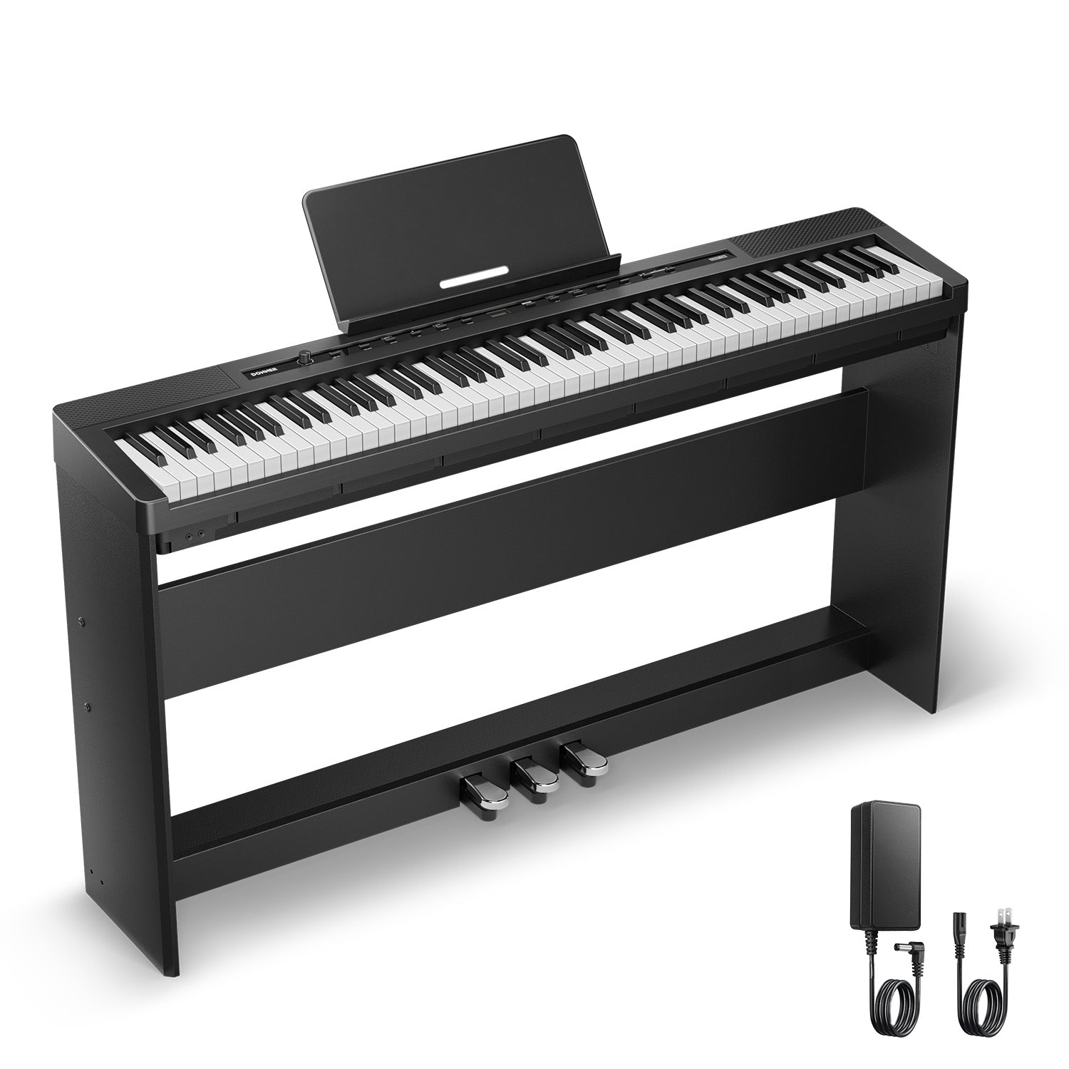 Donner DEP-16S Pianoforte digitale per principianti Tastiera pesata a 88 tasti full size, pianoforte elettrico portatile con unità a 3 pedali