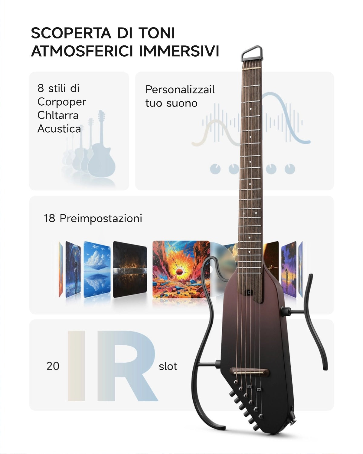 Donner HUSH-I Pro Chitarra Modalità di suono multiple Chitarra da viaggio-Gradiente Maillard##