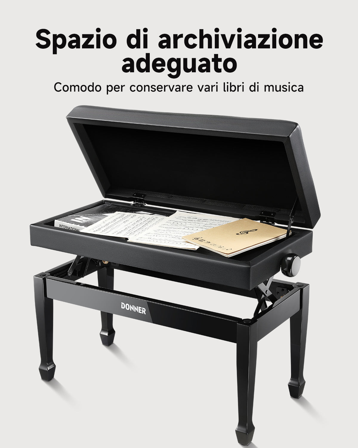 Donner Panca per pianoforte a due posti regolabile in altezza