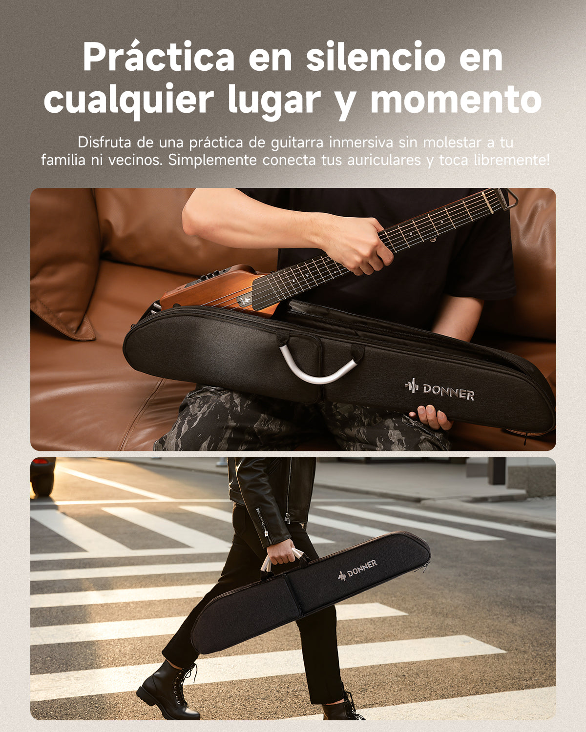 Donner HUSH™ I Chitarra da viaggio ultraleggera e portatile-Mogano##