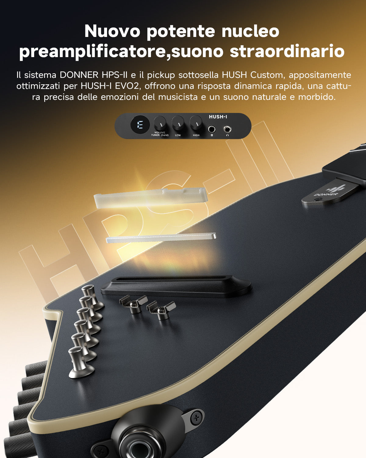 Donner HUSH I Evo2 Chitarra-Nero##