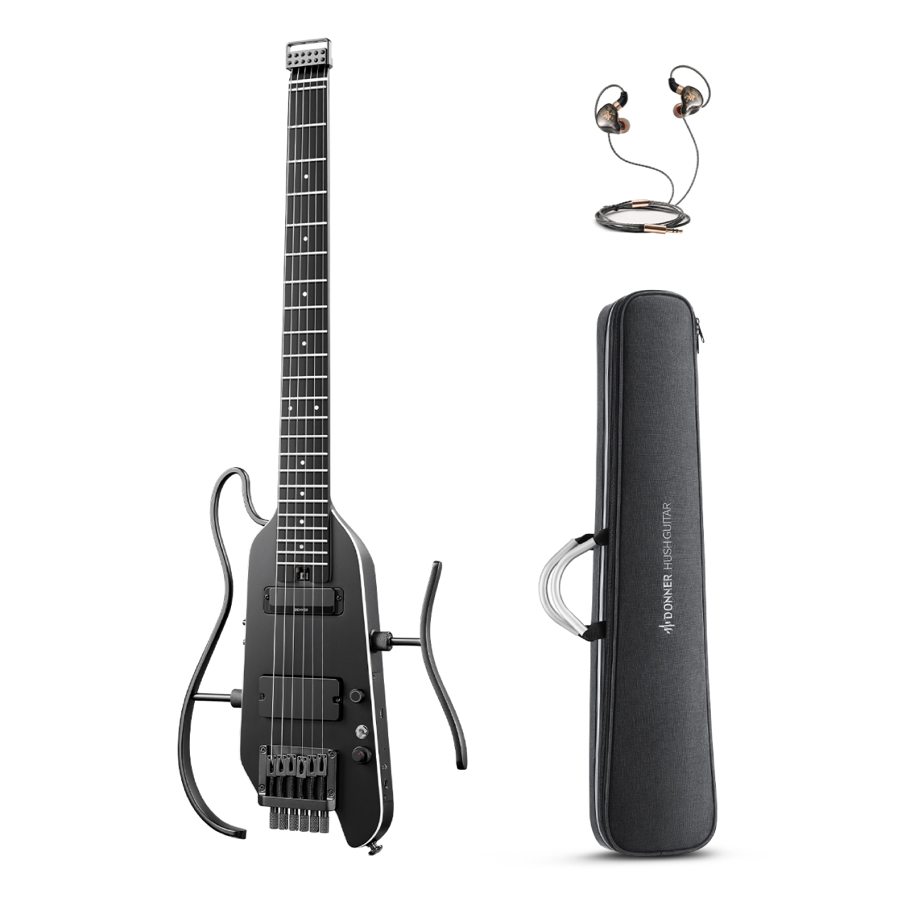 Donner HUSH™ X PRO Chitarra da viaggio versatile-Nero##