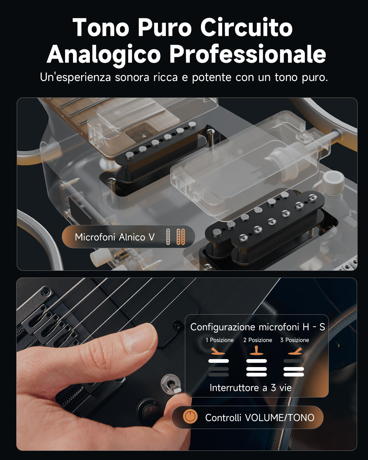 Donner HUSH™ X PRO Chitarra da viaggio versatile-Nero##
