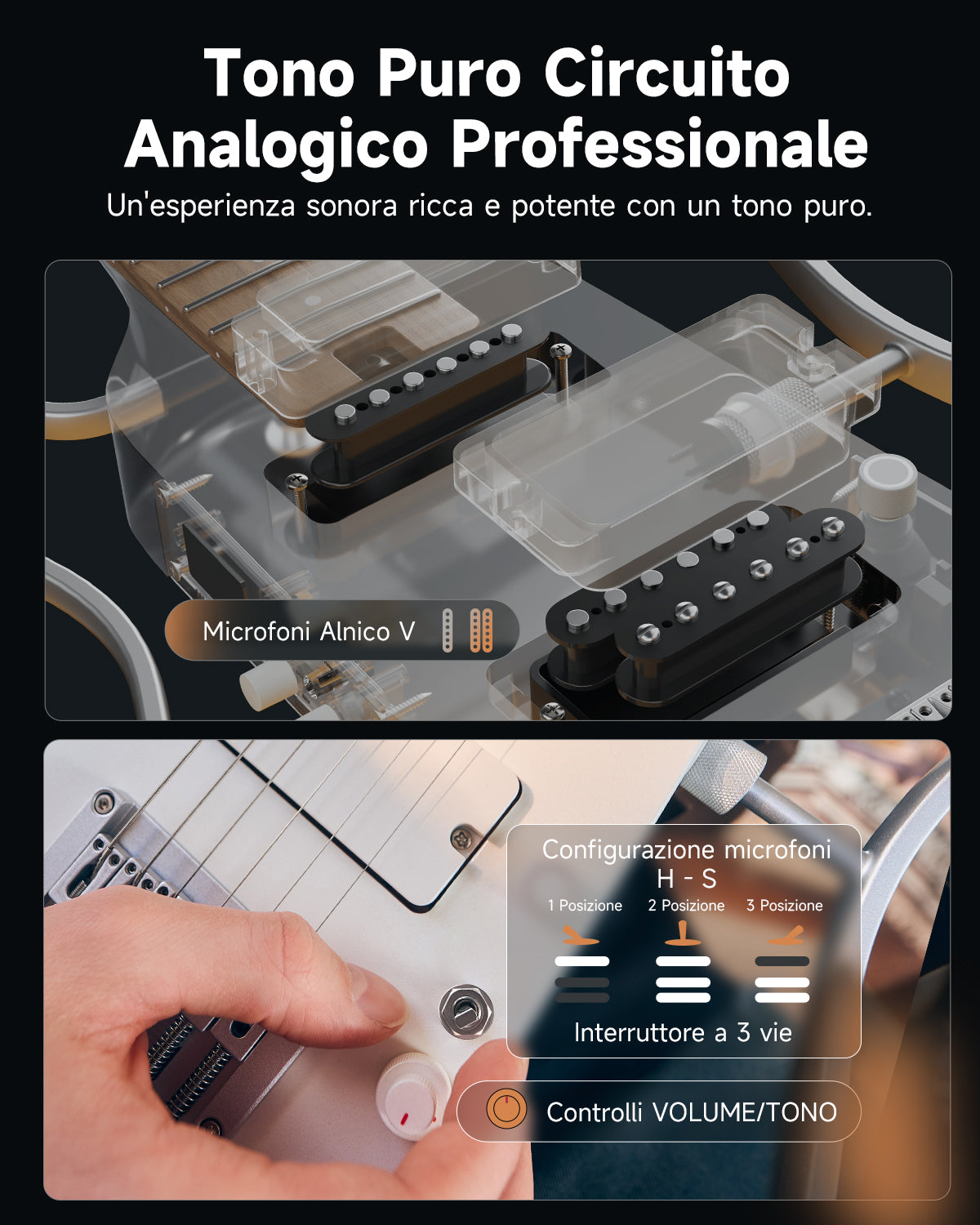 Donner HUSH™ X PRO Chitarra da viaggio versatile-Bianco##