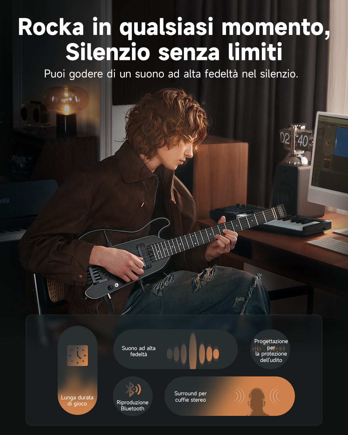 Donner HUSH™ X PRO Chitarra da viaggio versatile-Nero##