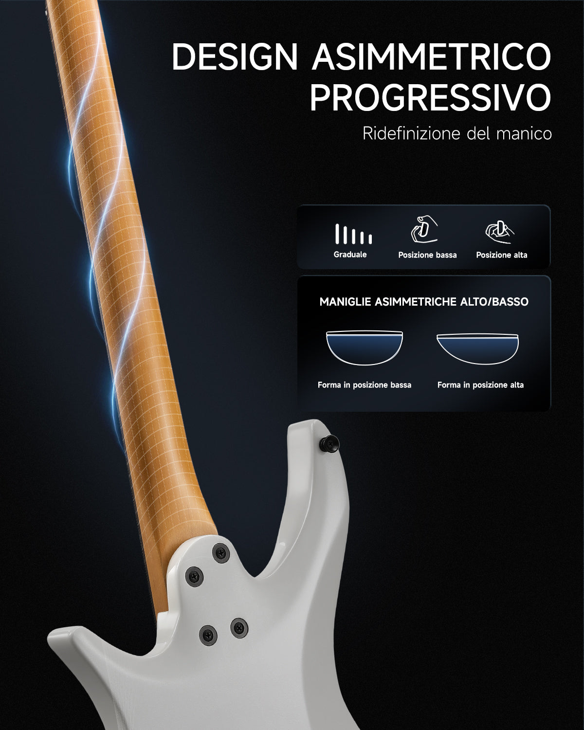 Donner NHL-500 Chitarra elettrica senza paletta-Bianco##