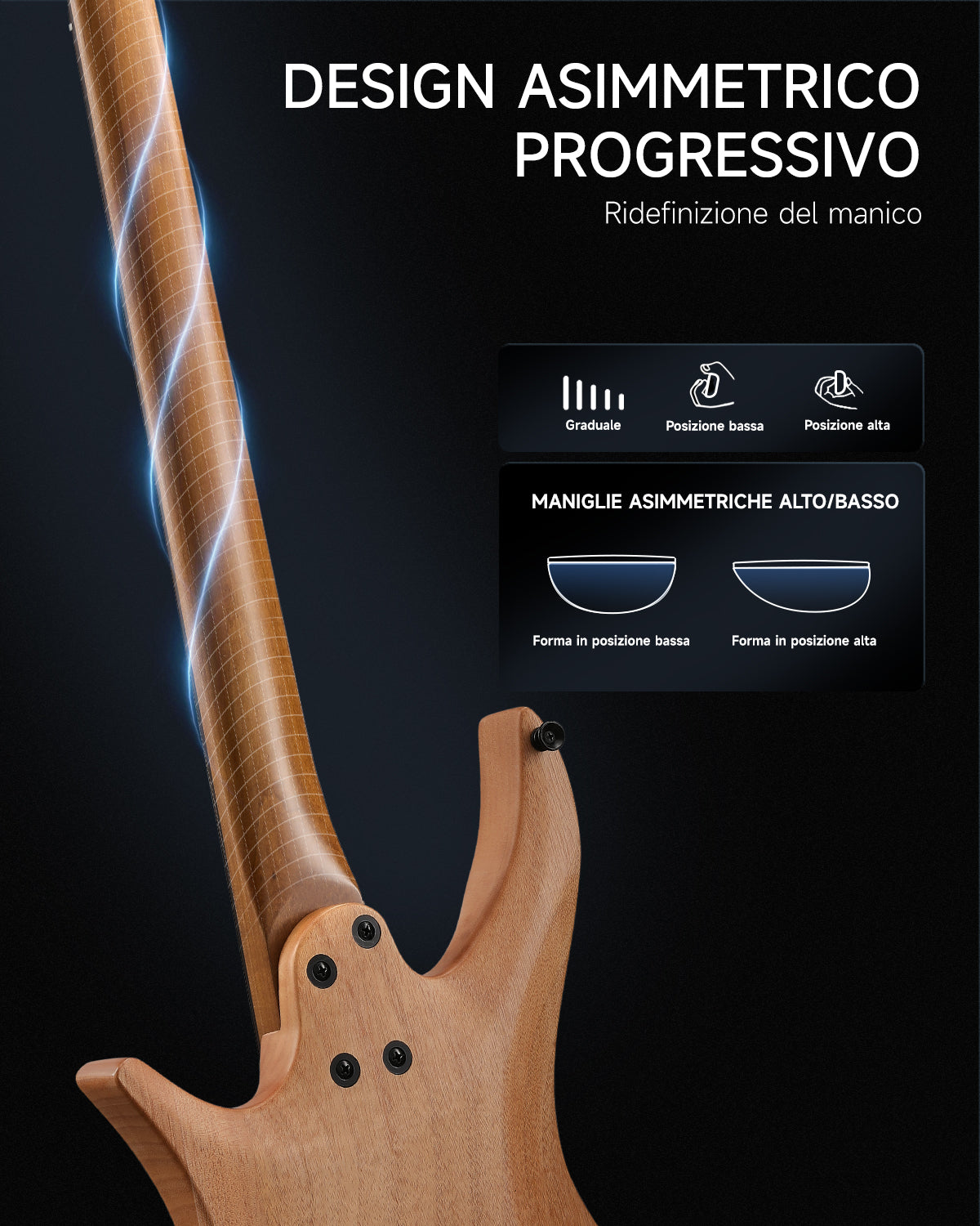 Donner NHL-500 Chitarra elettrica senza paletta-Legno naturale##