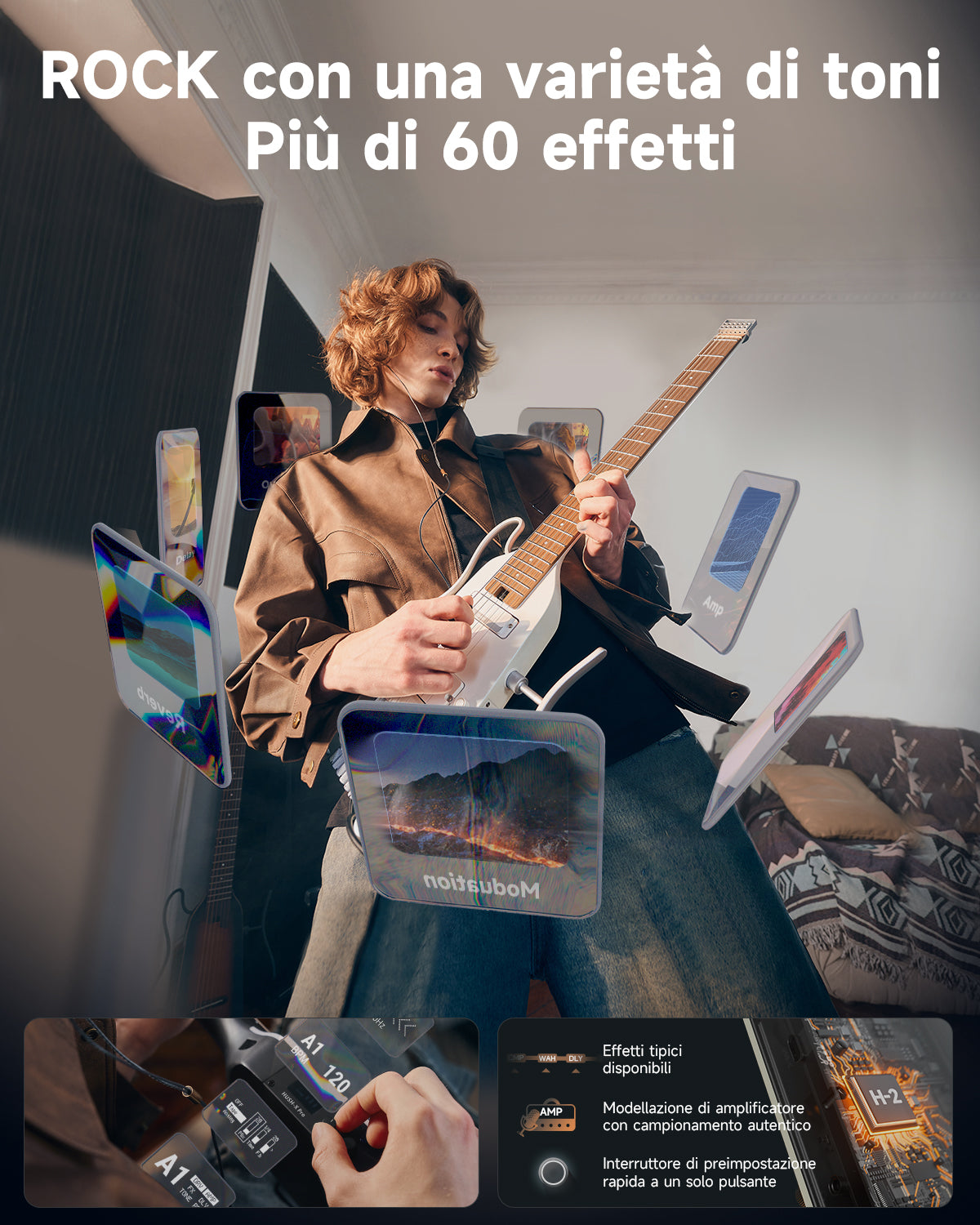 Donner HUSH™ X PRO Chitarra da viaggio versatile-Bianco##