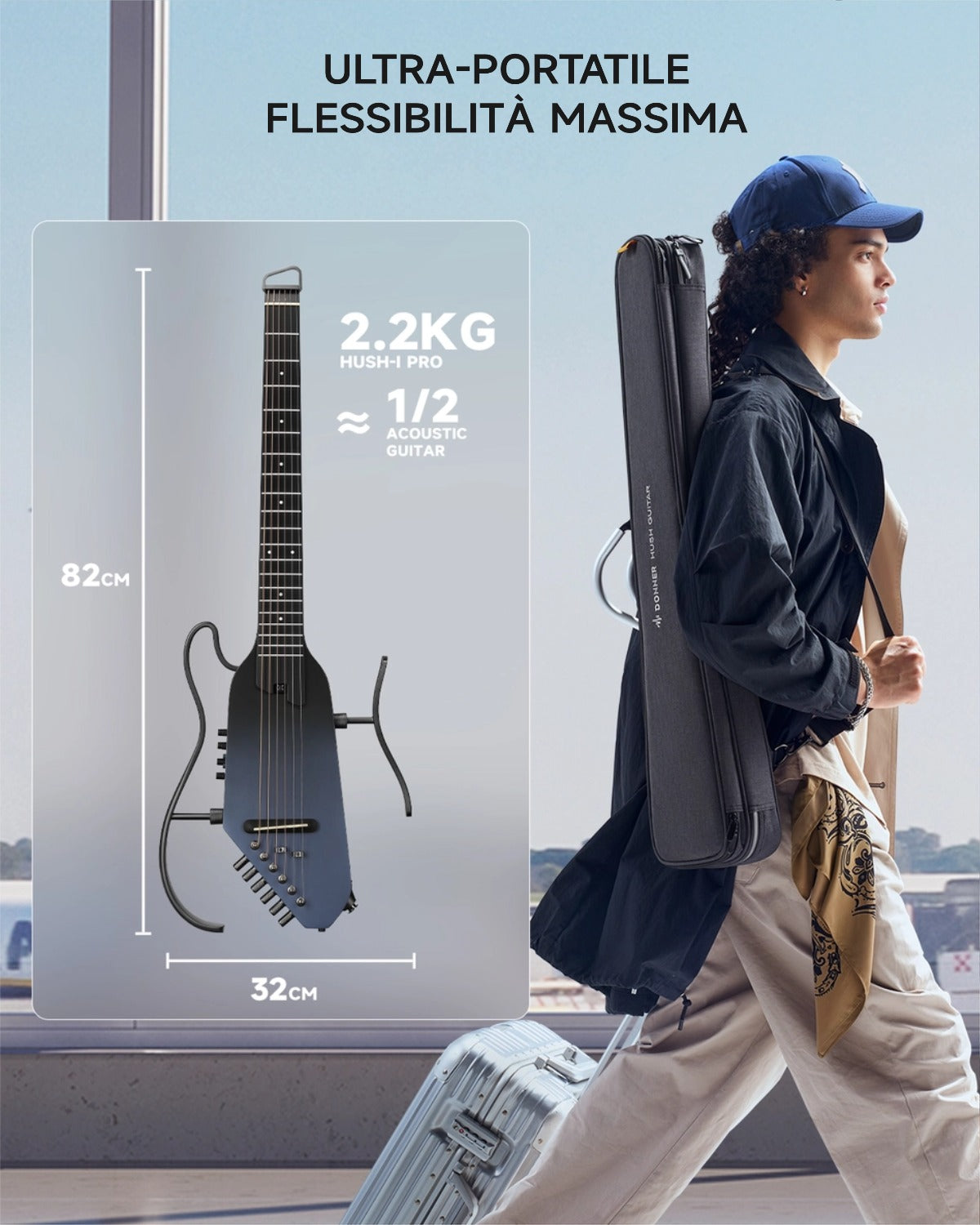 Donner HUSH-I Pro Chitarra Modalità di suono multiple Chitarra da viaggio-Volo nello Spazio Profondo##