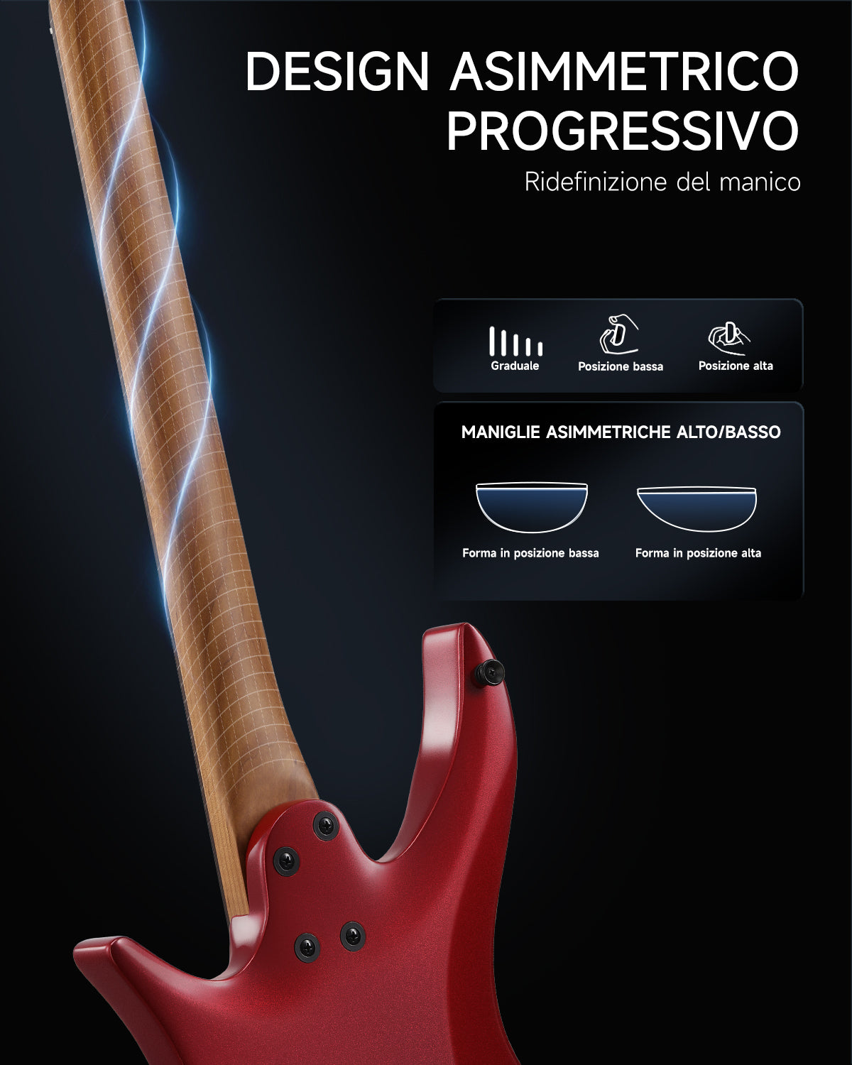 Donner HLX-500 Chitarra elettrica senza paletta【Modello originale NHL-500】