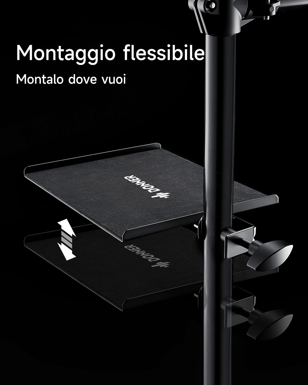 DONNER Vassoio Accessorio per Batteria Elettronica - Porta Telefoni e Tablet