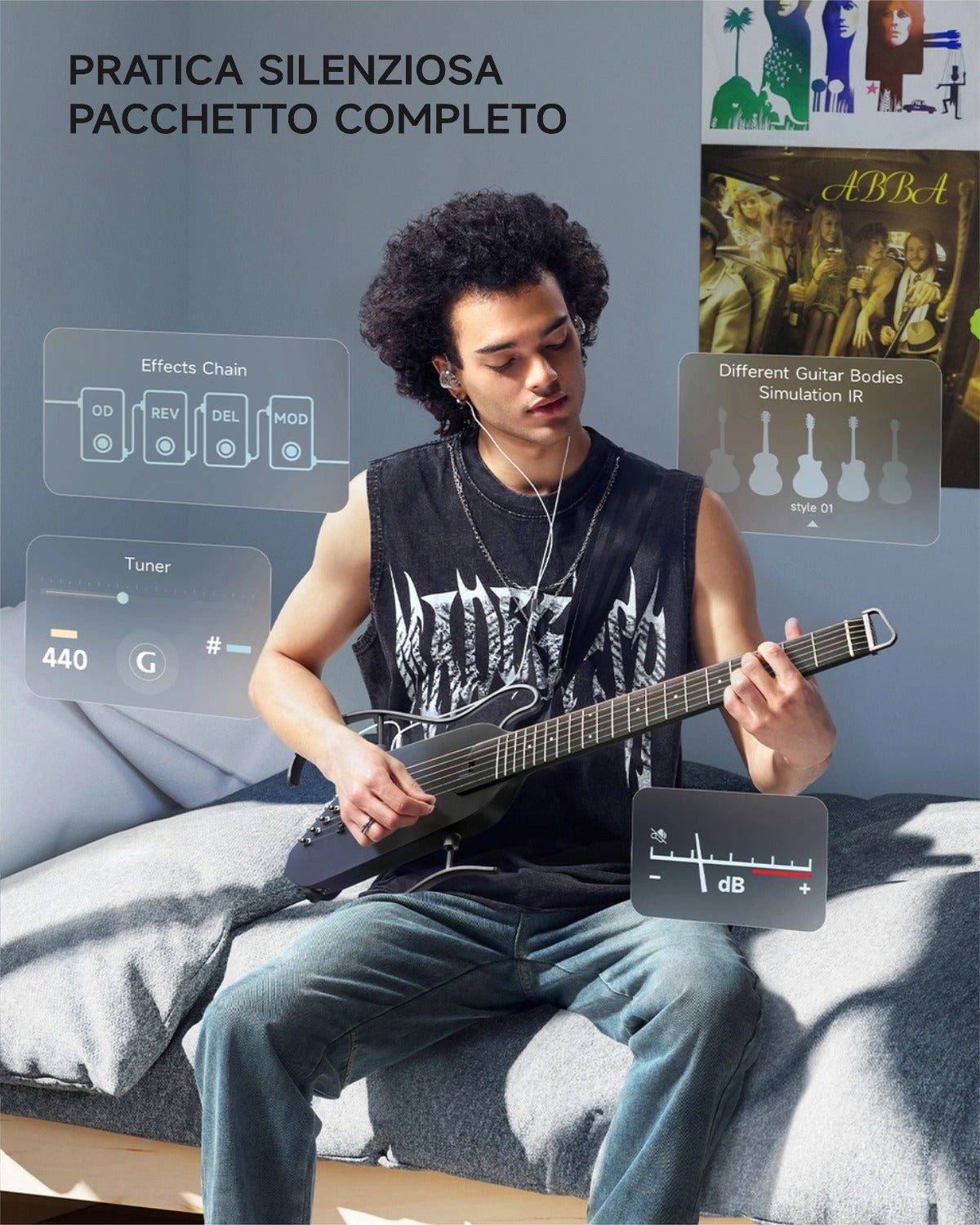 Donner HUSH-I Pro Chitarra Modalità di suono multiple Chitarra da viaggio-Volo nello Spazio Profondo##