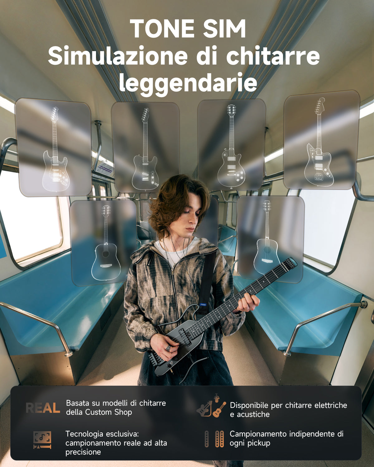 Donner HUSH™ X PRO Chitarra da viaggio versatile-Nero##