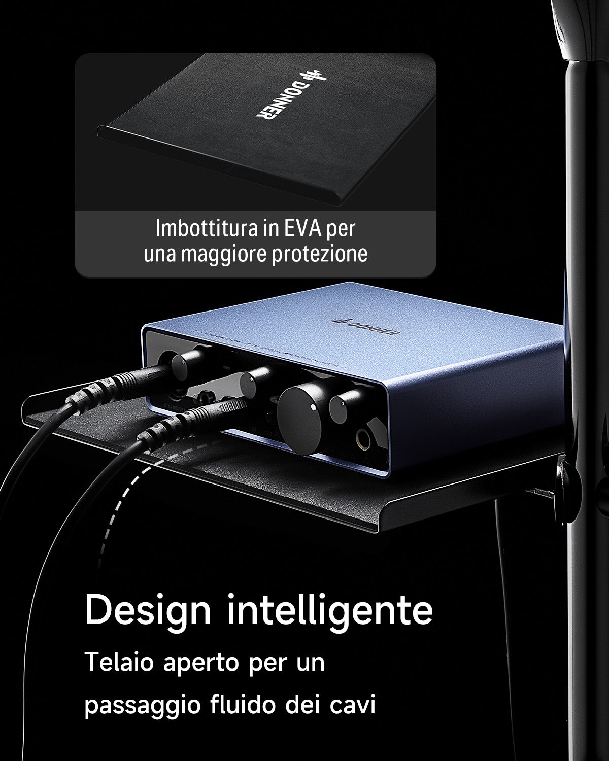 DONNER Vassoio Accessorio per Batteria Elettronica - Porta Telefoni e Tablet