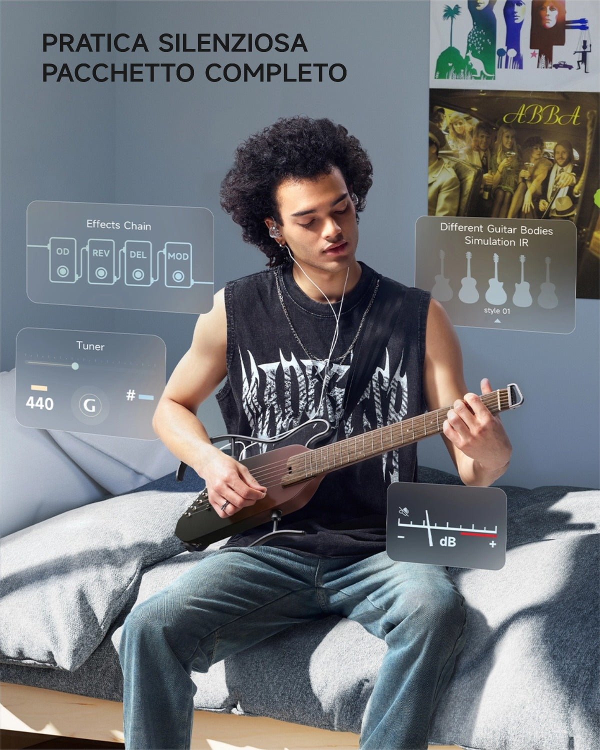 Donner HUSH-I Pro Chitarra Modalità di suono multiple Chitarra da viaggio-Gradiente Maillard##