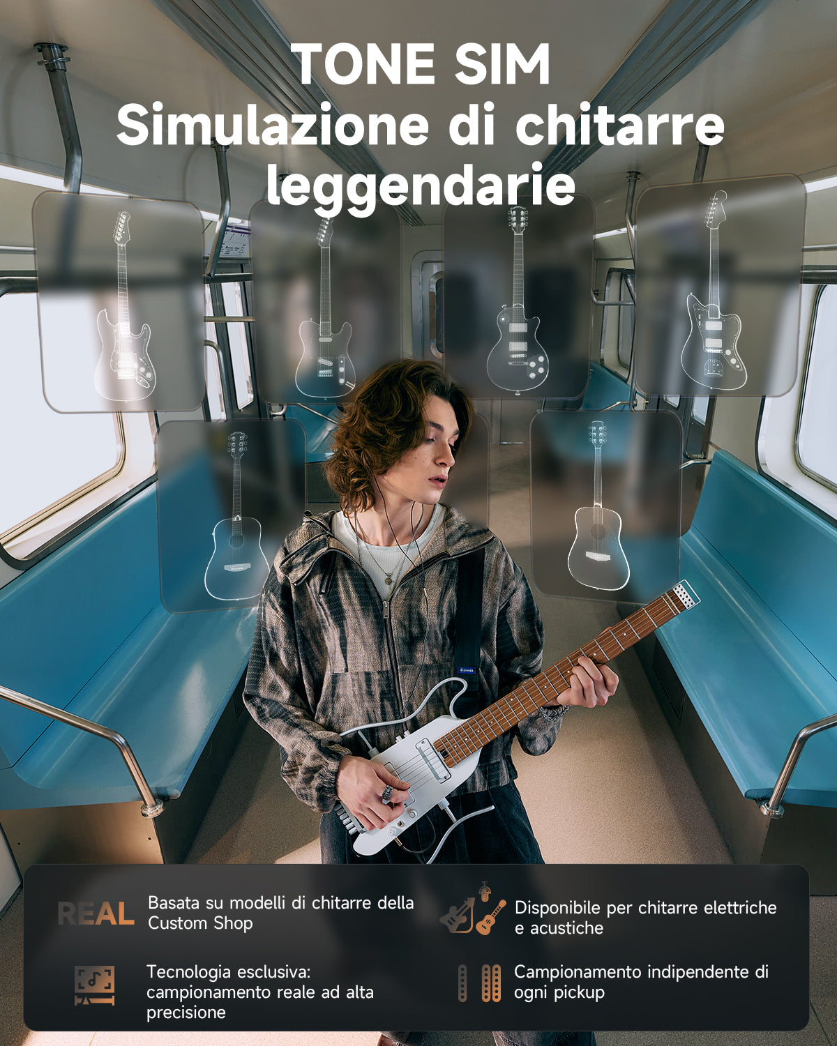 Donner HUSH™ X PRO Chitarra da viaggio versatile-Bianco##