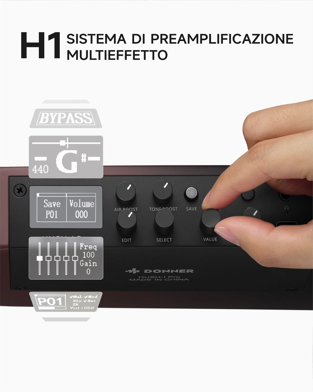 Donner HUSH-I Pro Chitarra Modalità di suono multiple Chitarra da viaggio-Gradiente Maillard##