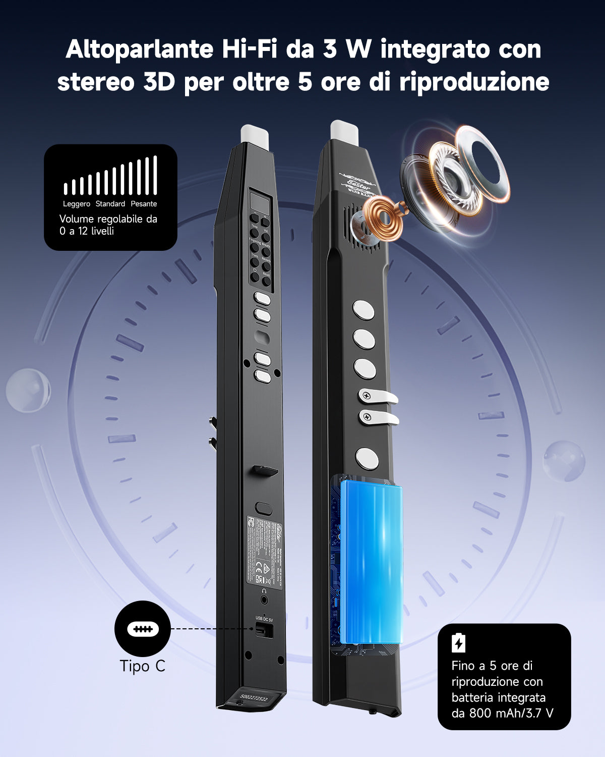Eastar EDA-100 Strumento a fiato digitale, nero