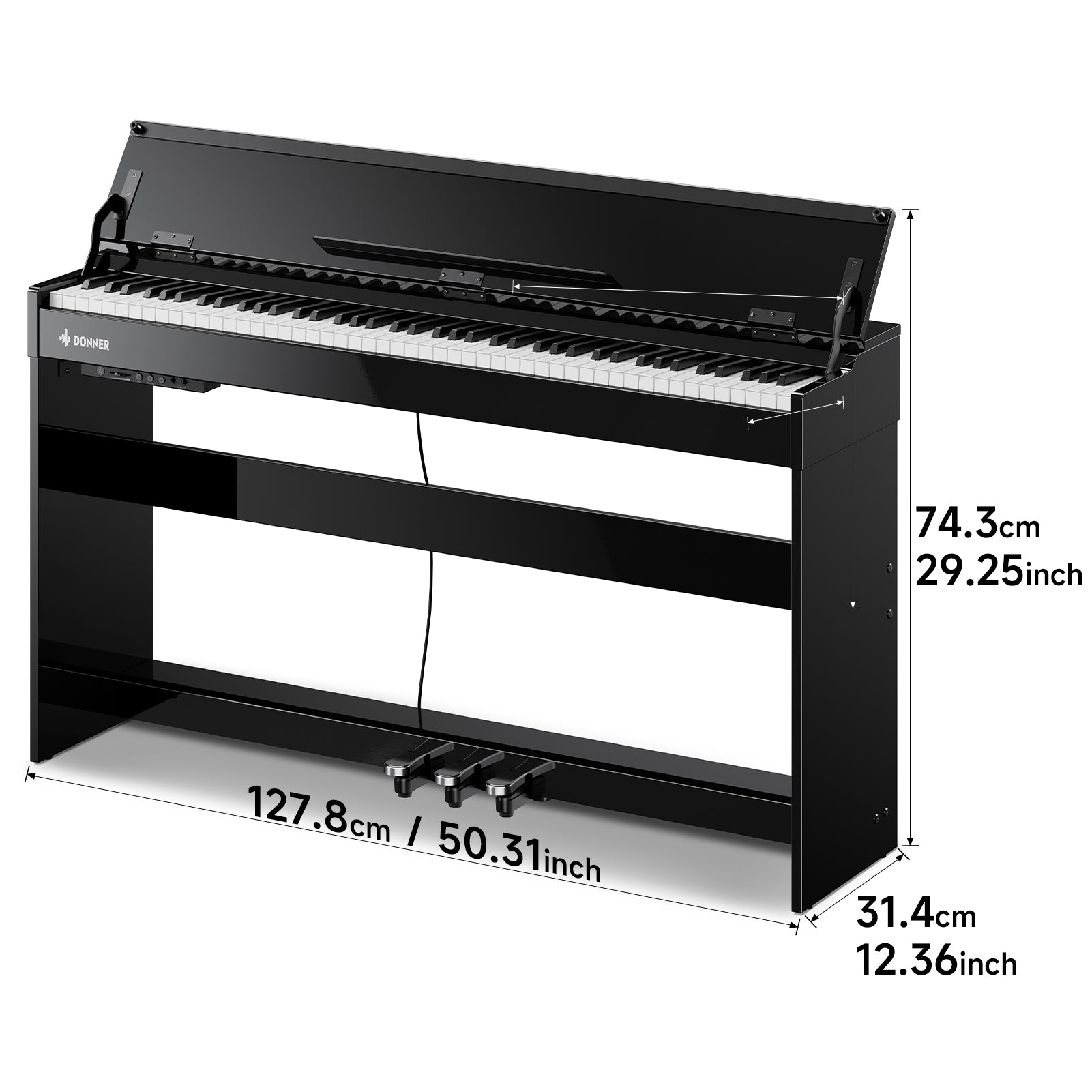 Donner DDP-75 Glossy Flip-Top Pianoforte Digitale Verticale