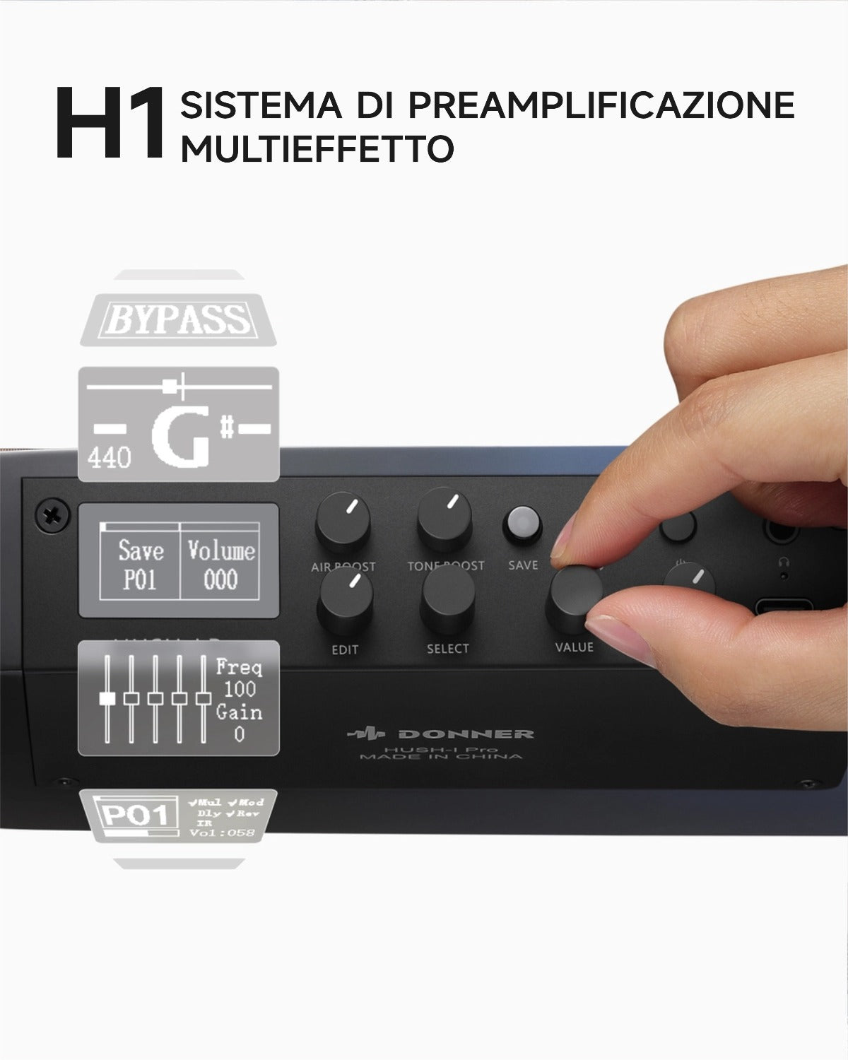 Donner HUSH-I Pro Chitarra Modalità di suono multiple Chitarra da viaggio-Volo nello Spazio Profondo##