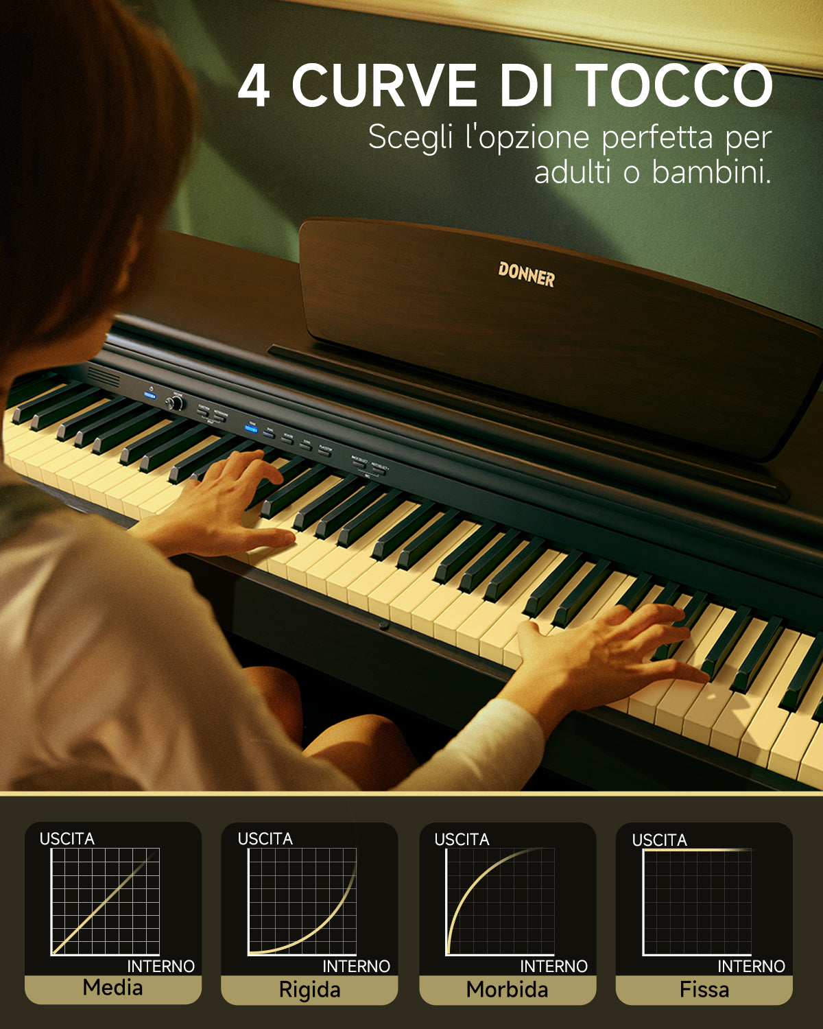 Donner DDP-300 Pianoforte Digitale per Casa con Tasti Semi-pesati (Versione Aggiornata)