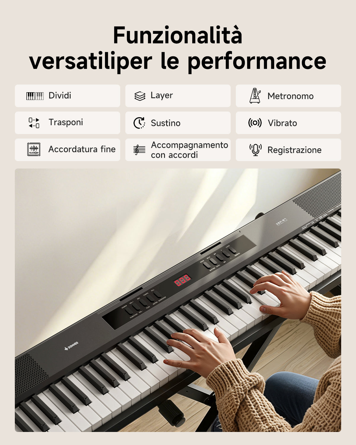 Donner DEP-07 pianoforte digitale portatile a 88 tasti semipesati