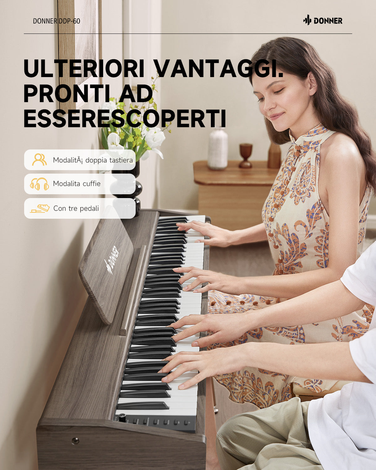 Donner DDP-60  tastiera semipesata-Grigio-bruno##