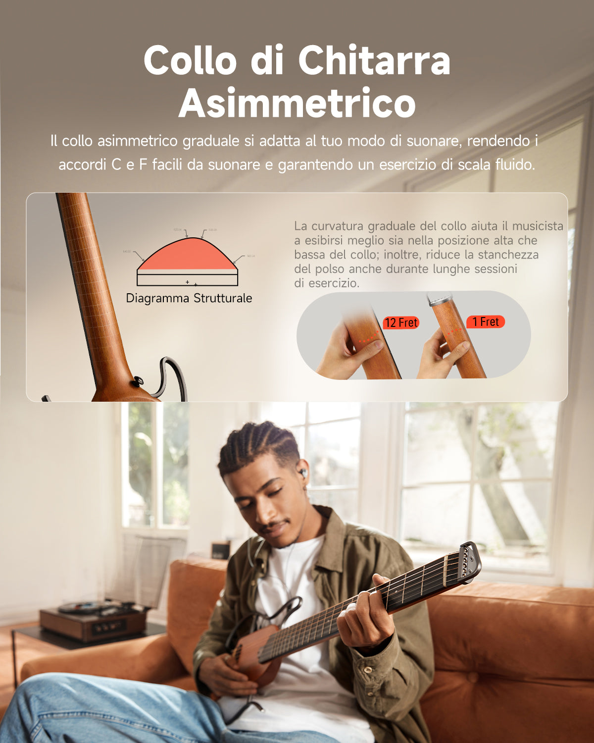 Donner HUSH™ I Chitarra da viaggio ultraleggera e portatile-Mogano##