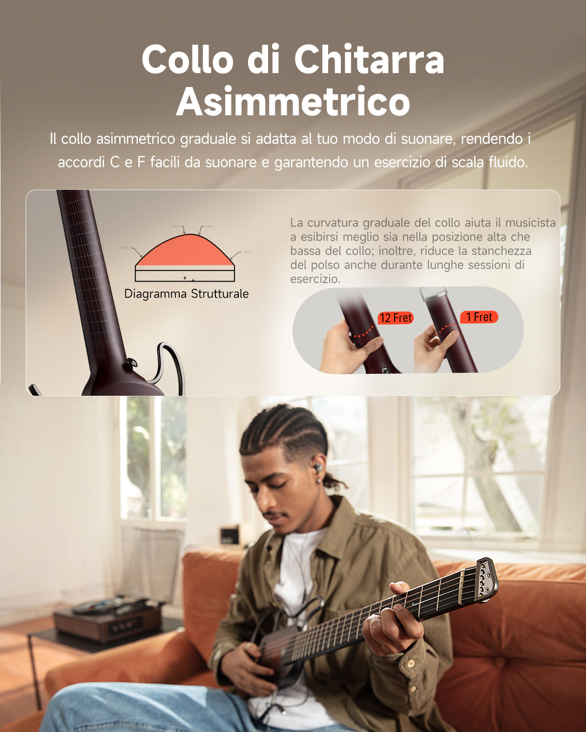 Donner HUSH™ I Chitarra da viaggio ultraleggera e portatile-Sunburst##
