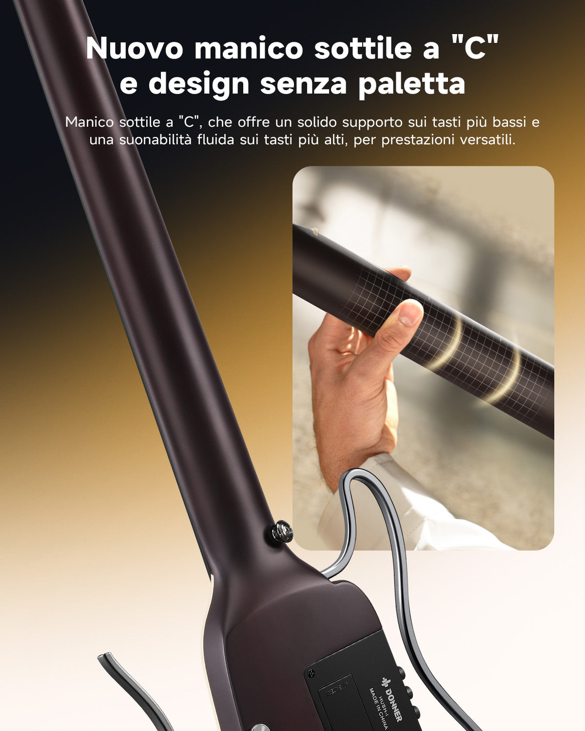 Donner HUSH I Evo2 Chitarra-Sunburst##