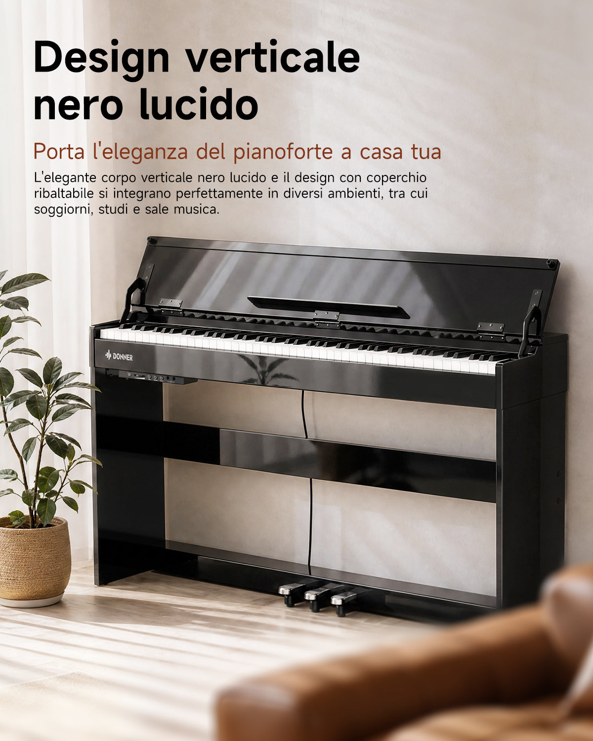 Donner DDP-75 Glossy Flip-Top Pianoforte Digitale Verticale