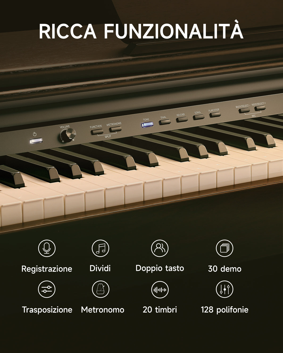 Donner DDP-300 Pianoforte Digitale per Casa con Tasti Semi-pesati (Versione Aggiornata)