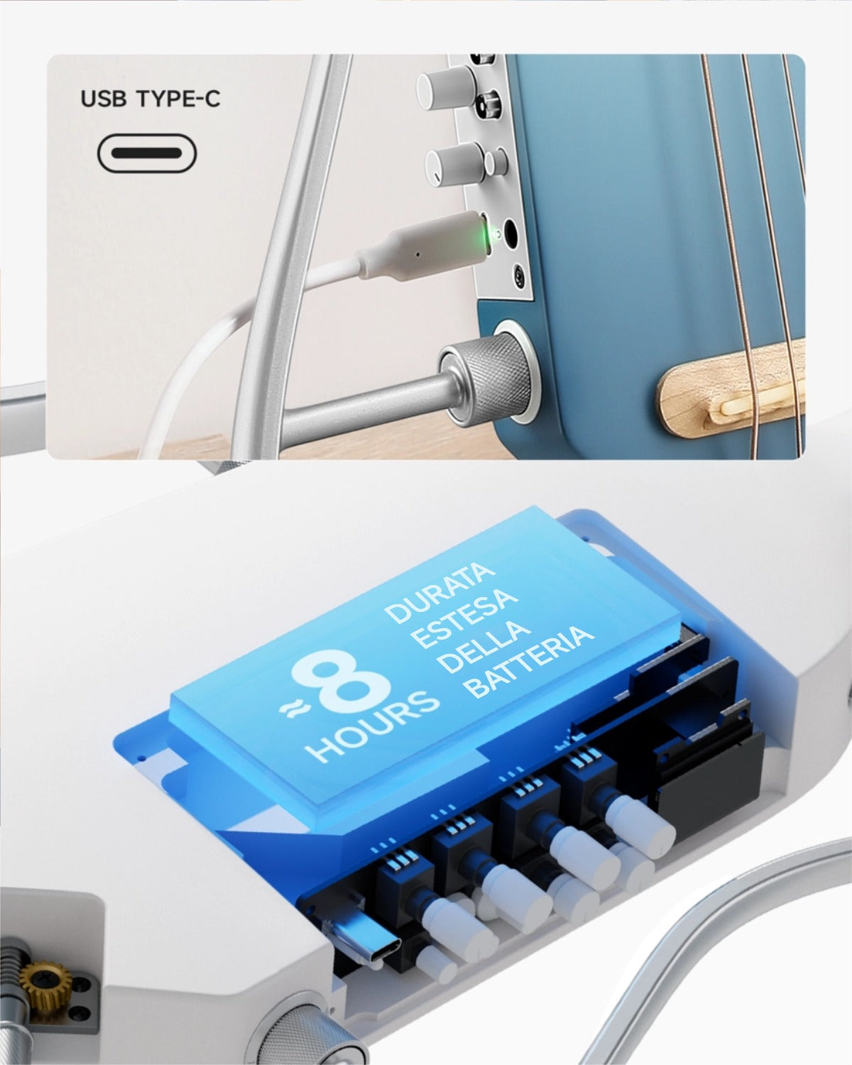 Donner HUSH™ I PRO Chitarra da viaggio-Azzurro Hawaii##